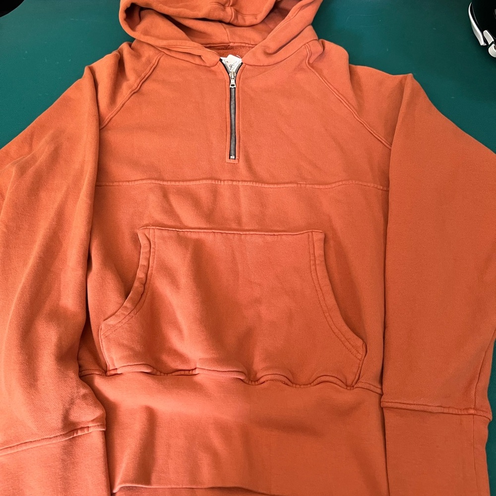 Half-Zip Hooded Sweatshirt in Burnt Orange